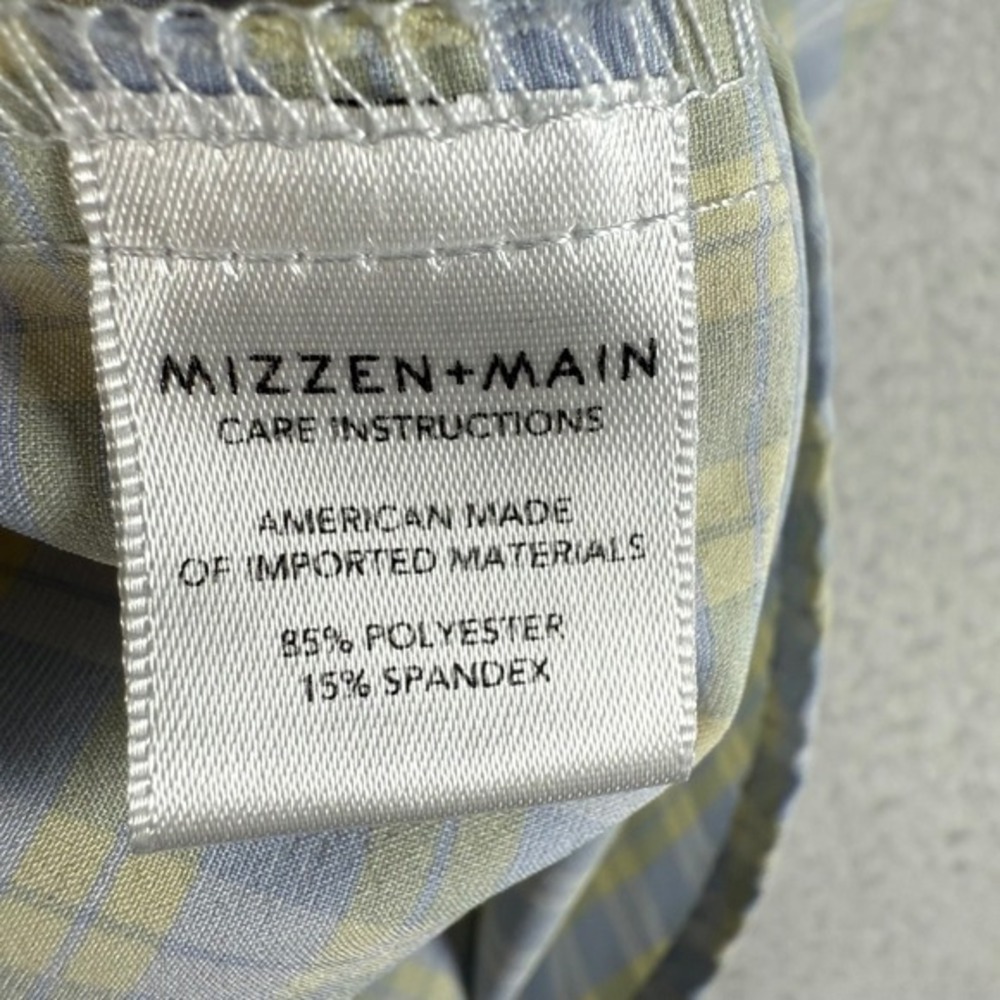 Mizzen Main Leeward Shirt Men XXL Blue Yellow Plaid Performance Stretch Golfcore - Picture 8 of 10